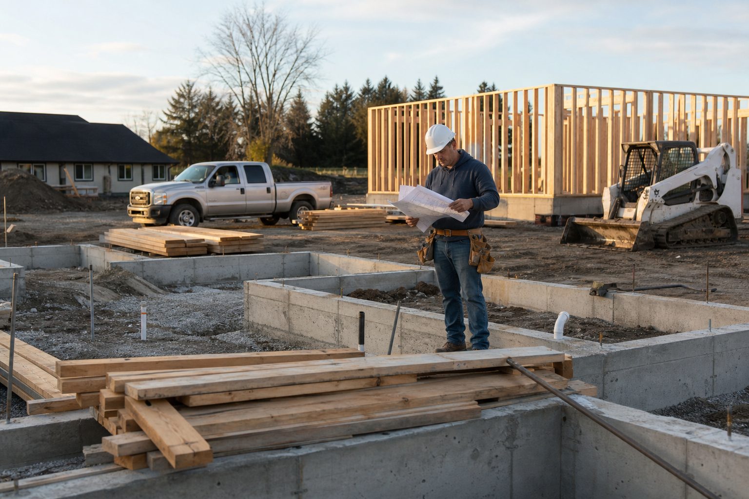 Construction crew on an active jobsite
